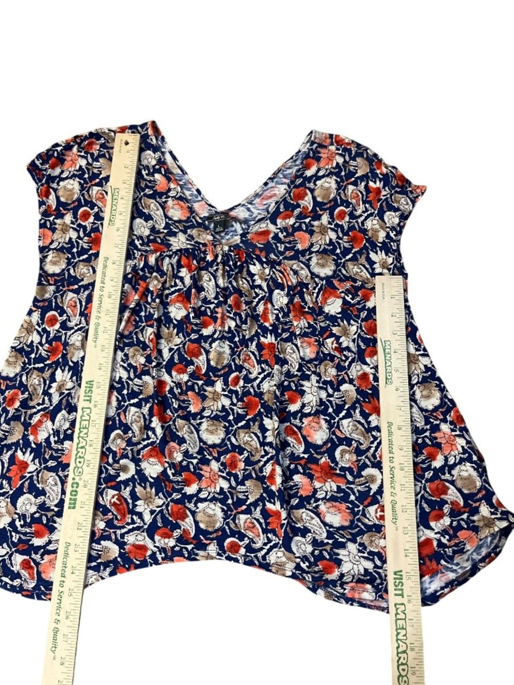 Lucky Brand Womens L Floral V Neck Boho Blouse Soft Lightweight Used - Picture 11 of 14